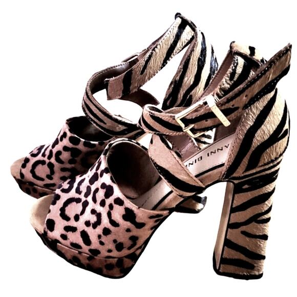 Gianni Bini Jaymez Animal Print Ankle Strap Platform Heels 5.5 M Mob Wife Bold - Picture 2 of 11